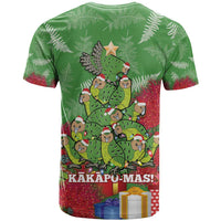 Kakapo New Zealand Christmas T Shirt Meri Kirihimete Pohutukawa - Green Color