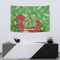 Kakapo New Zealand Christmas Tapestry Meri Kirihimete Pohutukawa - Green Color LT14 - Polynesian Pride