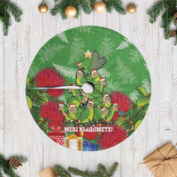 Kakapo New Zealand Christmas Tree Skirt Meri Kirihimete Pohutukawa - Green Color LT14 Casual Green - Polynesian Pride