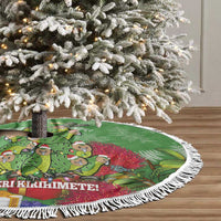 Kakapo New Zealand Christmas Tree Skirt Meri Kirihimete Pohutukawa - Green Color LT14 - Polynesian Pride