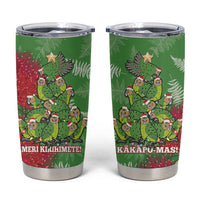 Kakapo New Zealand Christmas Tumbler Cup Meri Kirihimete Pohutukawa - Green Color LT14 Green - Polynesian Pride