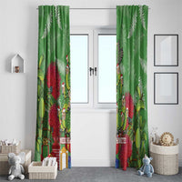 Kakapo New Zealand Christmas Window Curtain Meri Kirihimete Pohutukawa - Green Color LT14 - Polynesian Pride