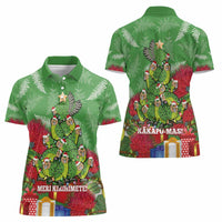 Kakapo New Zealand Christmas Women Polo Shirt Meri Kirihimete Pohutukawa - Green Color LT14 - Polynesian Pride