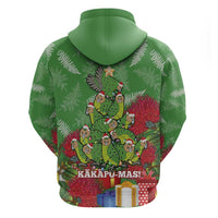 Kakapo New Zealand Christmas Zip Hoodie Meri Kirihimete Pohutukawa - Green Color LT14 - Polynesian Pride