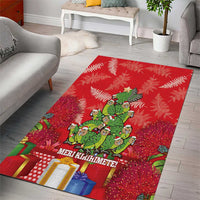 Kakapo New Zealand Christmas Area Rug Meri Kirihimete Pohutukawa - Red Color LT14 - Polynesian Pride
