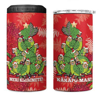 Kakapo New Zealand Christmas 4 in 1 Can Cooler Tumbler Meri Kirihimete Pohutukawa - Red Color LT14 One Size: 16 oz Red - Polynesian Pride