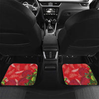 Kakapo New Zealand Christmas Car Mats Meri Kirihimete Pohutukawa - Red Color LT14 Set 2pcs - Back Red - Polynesian Pride