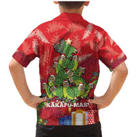 Kakapo New Zealand Christmas Family Matching Mermaid Dress and Hawaiian Shirt Meri Kirihimete Pohutukawa - Red Color LT14 - Polynesian Pride