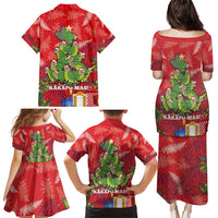 Kakapo New Zealand Christmas Family Matching Puletasi and Hawaiian Shirt Meri Kirihimete Pohutukawa - Red Color LT14 - Polynesian Pride