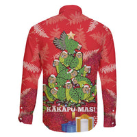 Kakapo New Zealand Christmas Family Matching Summer Maxi Dress and Hawaiian Shirt Meri Kirihimete Pohutukawa - Red Color LT14 - Polynesian Pride