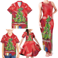 Kakapo New Zealand Christmas Family Matching Tank Maxi Dress and Hawaiian Shirt Meri Kirihimete Pohutukawa - Red Color LT14 - Polynesian Pride