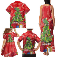 Kakapo New Zealand Christmas Family Matching Tank Maxi Dress and Hawaiian Shirt Meri Kirihimete Pohutukawa - Red Color LT14 - Polynesian Pride