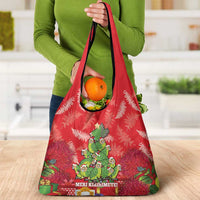 Kakapo New Zealand Christmas Grocery Bag Meri Kirihimete Pohutukawa - Red Color LT14 - Polynesian Pride
