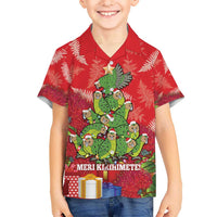 Kakapo New Zealand Christmas Kid Hawaiian Shirt Meri Kirihimete Pohutukawa - Red Color LT14 Kid Red - Polynesian Pride
