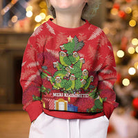 Kakapo New Zealand Christmas Kid Ugly Christmas Sweater Meri Kirihimete Pohutukawa - Red Color LT14 - Polynesian Pride