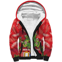 Kakapo New Zealand Christmas Sherpa Hoodie Meri Kirihimete Pohutukawa - Red Color LT14 Unisex Red - Polynesian Pride