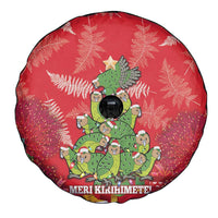 Kakapo New Zealand Christmas Spare Tire Cover Meri Kirihimete Pohutukawa - Red Color LT14 - Polynesian Pride