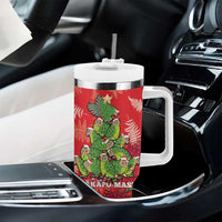 Kakapo New Zealand Christmas Tumbler With Handle Meri Kirihimete Pohutukawa - Red Color LT14 - Polynesian Pride