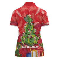 Kakapo New Zealand Christmas Women Polo Shirt Meri Kirihimete Pohutukawa - Red Color LT14 - Polynesian Pride