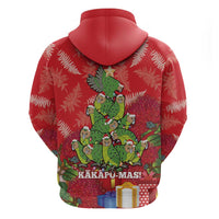 Kakapo New Zealand Christmas Zip Hoodie Meri Kirihimete Pohutukawa - Red Color LT14 - Polynesian Pride