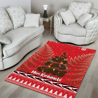 Kiwi New Zealand Christmas Area Rug Meri Kirihimete Silver Fern - Red Color LT14 - Polynesian Pride