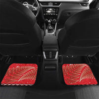 Kiwi New Zealand Christmas Car Mats Meri Kirihimete Silver Fern - Red Color LT14 Set 2pcs - Back Red - Polynesian Pride