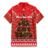 Kiwi New Zealand Christmas Family Matching Mermaid Dress and Hawaiian Shirt Meri Kirihimete Silver Fern - Red Color LT14 - Polynesian Pride