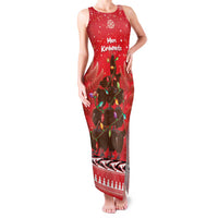 Kiwi New Zealand Christmas Family Matching Tank Maxi Dress and Hawaiian Shirt Meri Kirihimete Silver Fern - Red Color LT14 Mom's Dress Red - Polynesian Pride