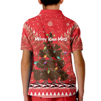 Kiwi New Zealand Christmas Kid Polo Shirt Meri Kirihimete Silver Fern - Red Color LT14 - Polynesian Pride