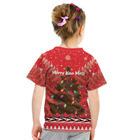 Kiwi New Zealand Christmas Kid T Shirt Meri Kirihimete Silver Fern - Red Color LT14 - Polynesian Pride