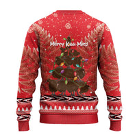 Kiwi New Zealand Christmas Ugly Christmas Sweater Meri Kirihimete Silver Fern - Red Color LT14 - Polynesian Pride