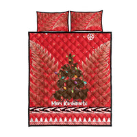 Kiwi New Zealand Christmas Quilt Bed Set Meri Kirihimete Silver Fern - Red Color LT14 - Polynesian Pride