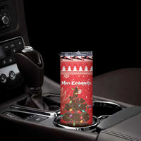 Kiwi New Zealand Christmas Skinny Tumbler Meri Kirihimete Silver Fern - Red Color LT14 - Polynesian Pride