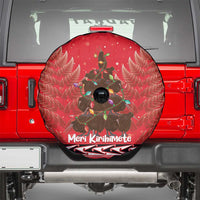 Kiwi New Zealand Christmas Spare Tire Cover Meri Kirihimete Silver Fern - Red Color LT14 - Polynesian Pride