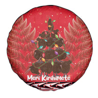 Kiwi New Zealand Christmas Spare Tire Cover Meri Kirihimete Silver Fern - Red Color LT14 - Polynesian Pride