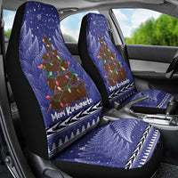 Kiwi New Zealand Christmas Car Seat Cover Meri Kirihimete Silver Fern - Blue Color LT14 - Polynesian Pride