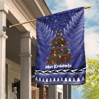 Kiwi New Zealand Christmas Garden Flag Meri Kirihimete Silver Fern - Blue Color LT14 House Flag Blue - Polynesian Pride