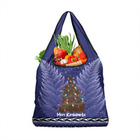 Kiwi New Zealand Christmas Grocery Bag Meri Kirihimete Silver Fern - Blue Color LT14 1-pack One Size Blue - Polynesian Pride