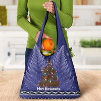 Kiwi New Zealand Christmas Grocery Bag Meri Kirihimete Silver Fern - Blue Color LT14 - Polynesian Pride