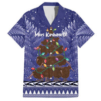 Kiwi New Zealand Christmas Hawaiian Shirt Meri Kirihimete Silver Fern - Blue Color LT14 Blue - Polynesian Pride