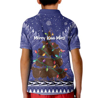 Kiwi New Zealand Christmas Kid Polo Shirt Meri Kirihimete Silver Fern - Blue Color LT14 - Polynesian Pride