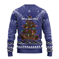 Kiwi New Zealand Christmas Ugly Christmas Sweater Meri Kirihimete Silver Fern - Blue Color LT14 - Polynesian Pride