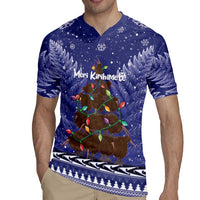 Kiwi New Zealand Christmas Rugby Jersey Meri Kirihimete Silver Fern - Blue Color LT14 - Polynesian Pride