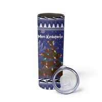 Kiwi New Zealand Christmas Skinny Tumbler Meri Kirihimete Silver Fern - Blue Color LT14 - Polynesian Pride
