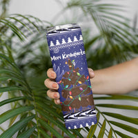 Kiwi New Zealand Christmas Skinny Tumbler Meri Kirihimete Silver Fern - Blue Color LT14 - Polynesian Pride