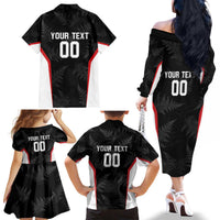 Custom New Zealand Silver Fern Softball Family Matching Off The Shoulder Long Sleeve Dress and Hawaiian Shirt Go Aotearoa LT14 - Polynesian Pride