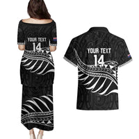 Custom Aotearoa Ice Hockey Couples Matching Puletasi and Hawaiian Shirt NZ Tiki Mascot - Maori Pattern