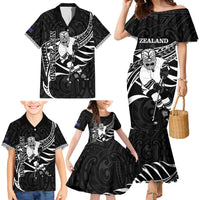 Custom Aotearoa Ice Hockey Family Matching Mermaid Dress and Hawaiian Shirt NZ Tiki Mascot - Maori Pattern LT14 - Polynesian Pride