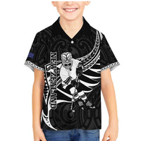 Custom Aotearoa Ice Hockey Family Matching Mermaid Dress and Hawaiian Shirt NZ Tiki Mascot - Maori Pattern LT14 Son's Shirt Black - Polynesian Pride