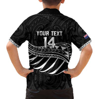 Custom Aotearoa Ice Hockey Family Matching Off The Shoulder Long Sleeve Dress and Hawaiian Shirt NZ Tiki Mascot - Maori Pattern LT14 - Polynesian Pride
